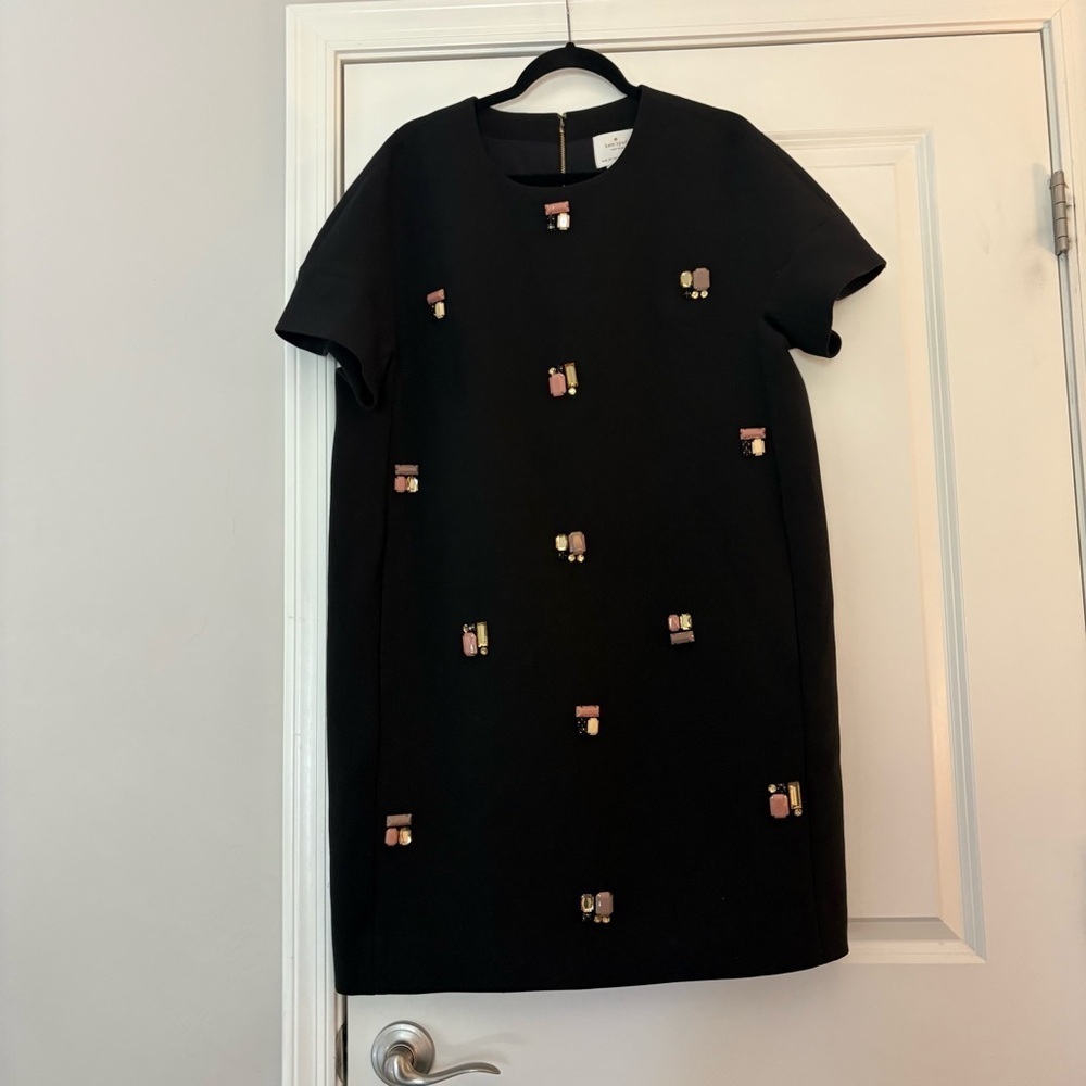 Kate Spade Women’s Black Embellished Short Sleeve Shift Dress - Picture 12 of 12